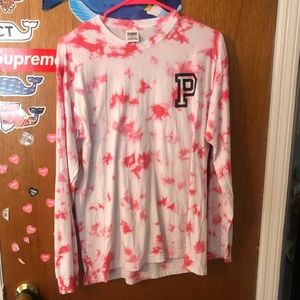 VS PINK Red Tie-Dye Longsleeve